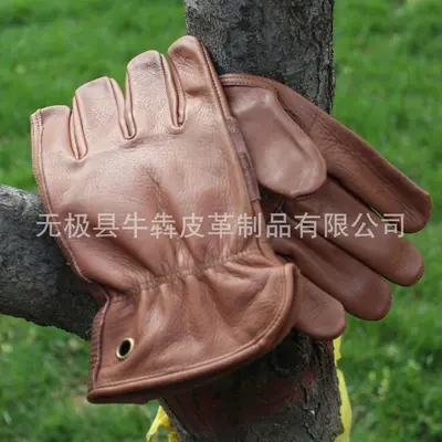 Brown Cowhide Leather Work Gloves, Protective Work Gloves