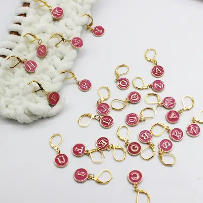 DIY Jewelry Accessories, Double-Sided Pendant, Key Clasp, 26 English Letters, Alloy
