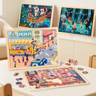 Çocuklar İçin Ahşap Düz Puzzle 2-5 Yaş Eğitici Zeka Oyuncağı