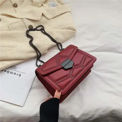 Women's Studded Chain Strap Small Square Crossbody Bag - 6