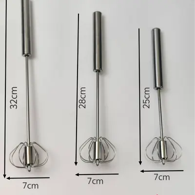 Edelstahl halbautomatischer Schneebesen, manueller Mixer, rotierender Handmixer mit Druck für Eier, Sahne, Milch, für den Hausgebrauch - 7