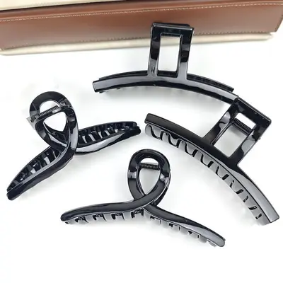 Black claw clip hair clips in large, medium and small sizes handmade DIY hair clips simple versatile back of head hair bun shark clip wholesale