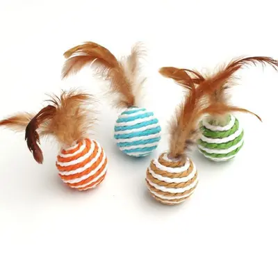 Feather Paper Rope Cat Ball, Durable Sisal Chew Toy - 7