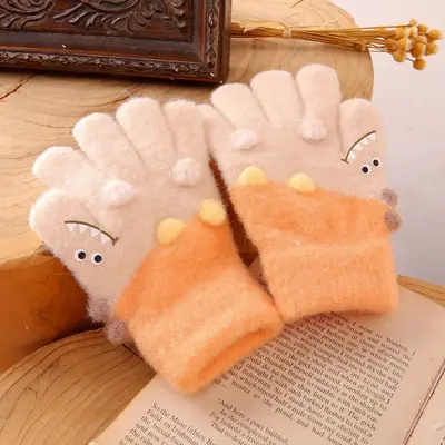 Children's Warm Winter Half-Finger Gloves Cute Design - 12