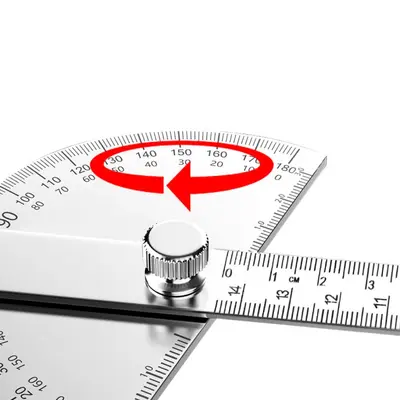 Ağaç İşleme Açı Ölçer Cetvel, Paslanmaz Çelik, 0-180° Ölçüm - 3