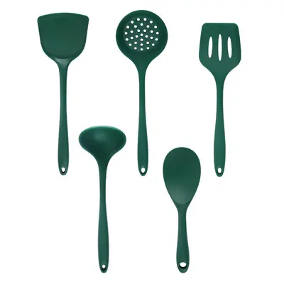 Toptan ev tipi yapışmaz silikon Çin spatulası yüksek sıcaklığa dayanıklı spatula seti kevgir kaşık seti mutfak eşyaları beş parçalı set - 5