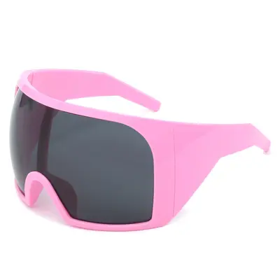 Large-Frame Wraparound Sunglasses for Women and Men, Futuristic One-Piece Shield - 10