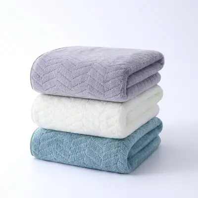 Çapraz Sınır Mercan Polar Kenarlı Banyo Havlusu Havlu Seti Toptan Otel Ev Kullanımı Kalın Hızlı Kuruyan Plaj Havlusu Genişletilmiş Havlu - 5