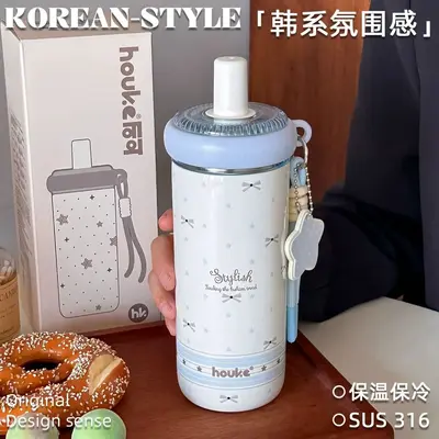 高颜值316保温杯轻奢高级感小众杯子大容量水杯吸管杯女咖啡杯 - 8