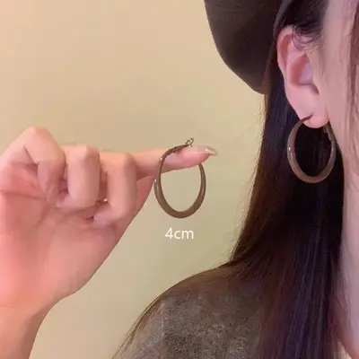 Retro Hong Kong style Ankora red earrings autumn and winter flat ring earrings women's high-end earrings feminine earrings earrings - 10