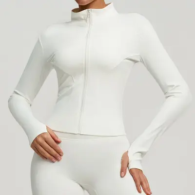 Yoga jacket, slim fit, stand collar, sports training - 10