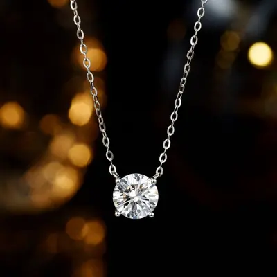 Moissanite elmas S925 gümüş demir zincir kolye - 3
