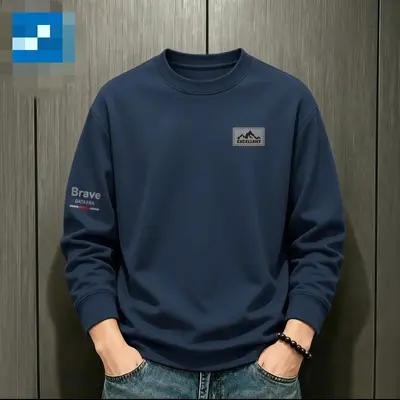 Men's Round Neck Loose Printed Sweatshirt, Autumn - 7