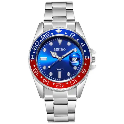 Men's Quartz Watch with Magnifier and Calendar, Large Dial