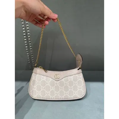 Classic Genuine Leather Women's Underarm Bag with Monogram Print, Cowhide - 2