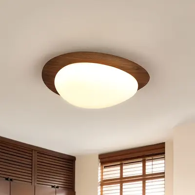 Retro tavan lambası, ceviz rengi, çakıl taşı tasarımı, Japon wabi-sabi tarzı