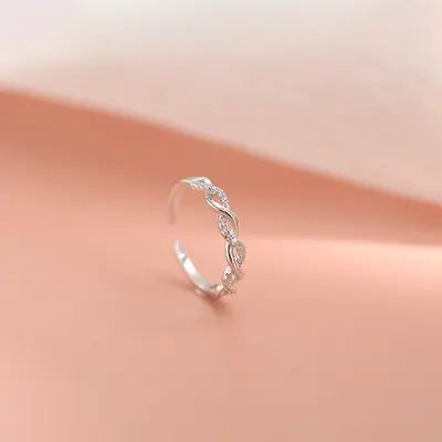 Örgü Yüzük Kadın, Lüks Açık Halka Kristal Taşlı Tasarım