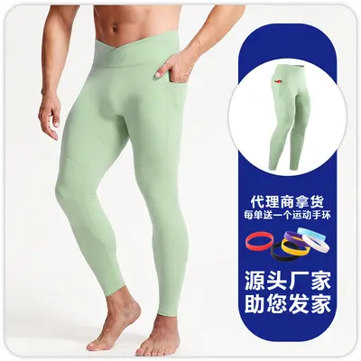 Herren-Laufleggings mit hohem Bund, Haihaut-Stoff - 10