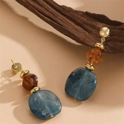 Transparent Acrylic Pendant Earrings, French Style, Trendy Design