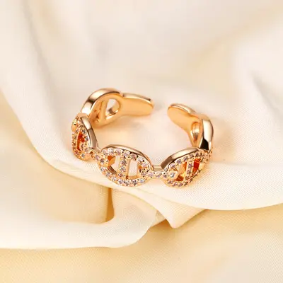 Gold-plated pig nose ring, full diamond set