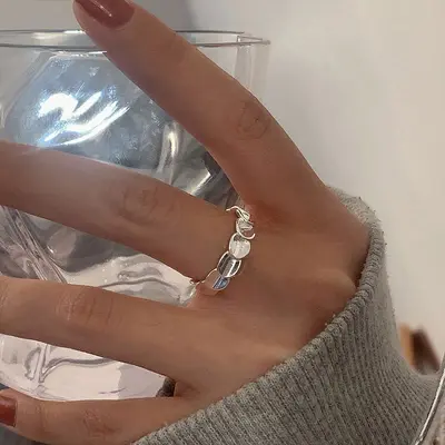 Minimalistischer glatter Ring, verstellbar, nicht anlaufend - 12
