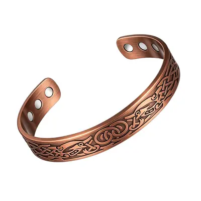 Grenzüberschreitend beliebtes Magnet-Armband-Ring-Set Magnetarmband Blüten Antik-Rotkupfer gebürstet Vintage-Stil Schmuck für Herren und Damen - 10