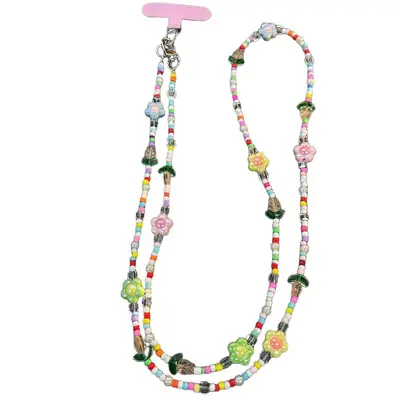 Colorful Beaded Phone Chain, Long Crossbody Strap for Bags and Camera Cases