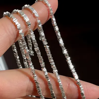 S925 silver layered necklace French style naked chain