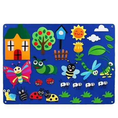 Felt Busy Board, Children's Educational Learning Board for Motor Skills - 6