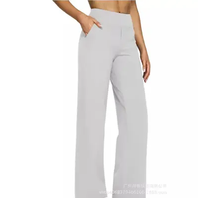 Women's autumn high-waist knitted straight-leg pants with pockets
