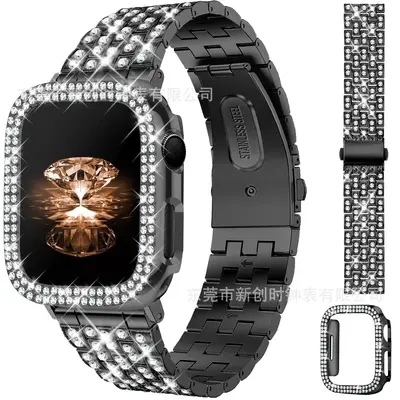 Full Diamond Metal Strap for Apple Watch iWatch10, Samsung 4/5/6 Compatible - 10