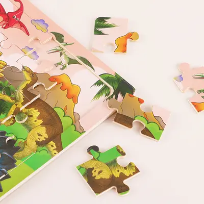 30-piece wooden puzzle animal dinosaur cartoon children's puzzle kindergarten gift baby early education educational toys