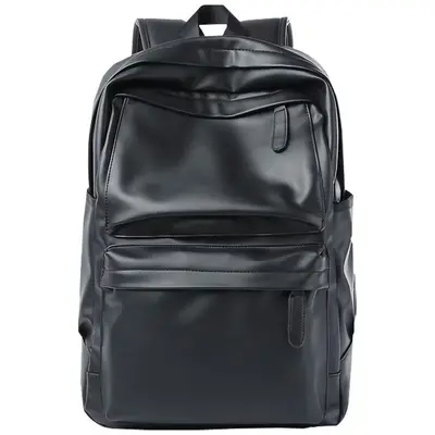 Men's Large Capacity Leather Backpack with Laptop Compartment - 6