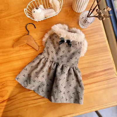 Kleid mit Fleecefutter aus Cord für Katzen und Hunde, für Herbst und Winter