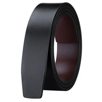 Men's 3.3 Wide Two-Layer Cowhide Belt with Toothless Automatic Buckle for Underwear, 94 Pattern Genuine Leather Belt Manufacturer Wholesale