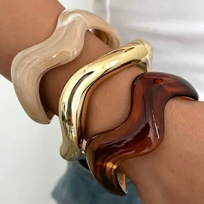 Europe und Amerika Bestseller Spiegelfläche breiter Rand Armband Persönlichkeit übertrieben Hochglanz Armreif Acryl Harz Armband