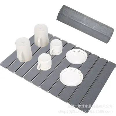 Hard Diatomite Kitchen Countertop Drain Mat Absorbent Mat Bathroom Washbasin Storage Rack Moisture-Proof Mildew-Proof Mat