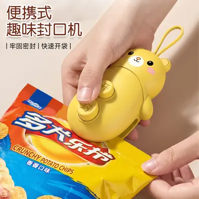 Portable magnetic plastic bag sealer, hand press