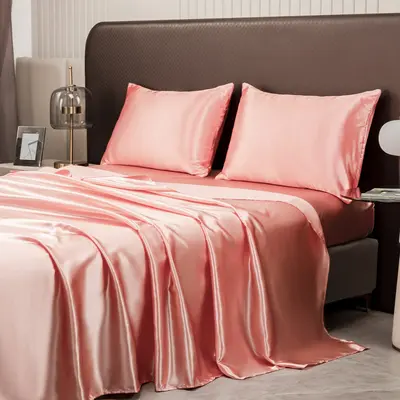 Satin-Bettlaken-Set, vierteilig, Imitations-Seide - 13