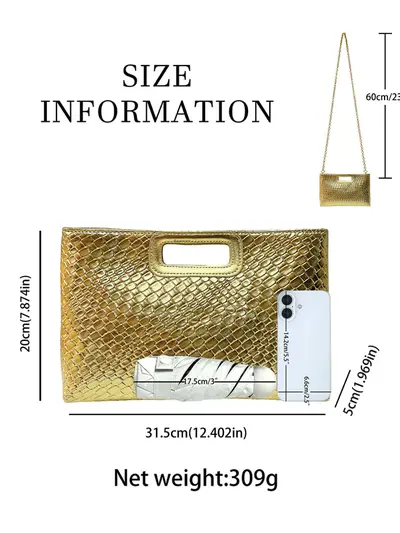 Women's Evening Handbag with Shoulder Strap, Light Luxury Crossbody Bag - 6