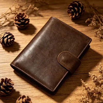 Genuine Leather Men's Wallet, Retro Multi-Slot, RFID Anti-Theft, Large Capacity - 8