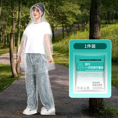 Einweg-Regenmantel und Regenhose mit integrierter Verdickung und Fußabdeckung, einteiliger tragbarer Regenponcho für natürliche Landschaften