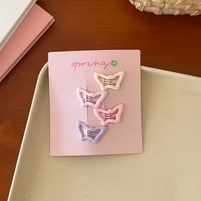 Sakura Cream Pink Hair Clip, Heart Bow Mini Clip for Women - 8