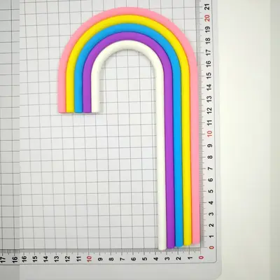 Arch Cake Decoration with Rainbow Soft Rubber Figurine, Red Pink Forest Theme - 11