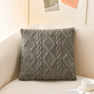 Instagram style plush pillow cover jacquard geometric pattern cushion cover/sofa living room backrest pillow cover headboard square pillow cover - 10