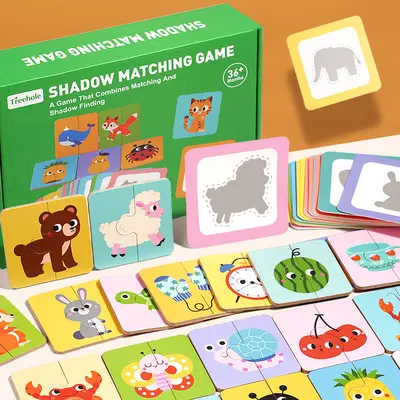 Shadow Matching Animal Puzzle Board Game, Children's Interactive Card Game
