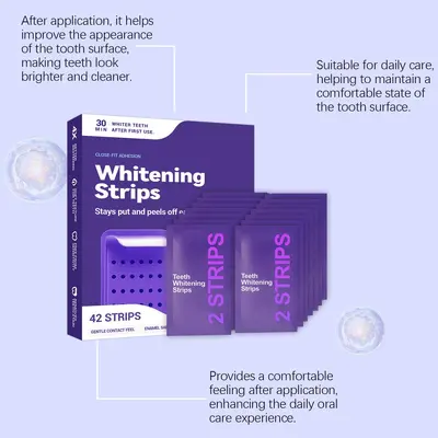 Purple Teeth Whitening Strips, Gentle Cleaning, Portable