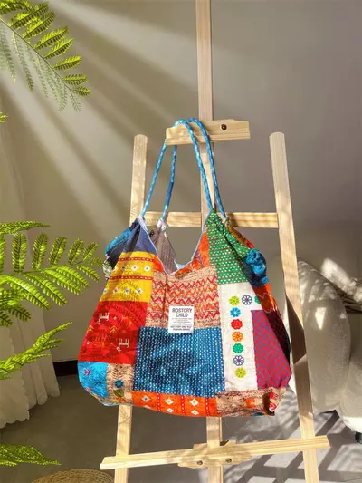 Large Printed Fabric Tote Bag, Casual Single-Shoulder Bag for Women - 3