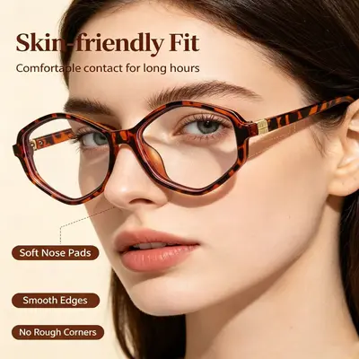 New Square Frame Style M Plain Lens 9010 Anti-Blue Light Plain Frame Glasses, Trendy and Versatile, Can Be Fitted with Prescription Lenses for Myopia