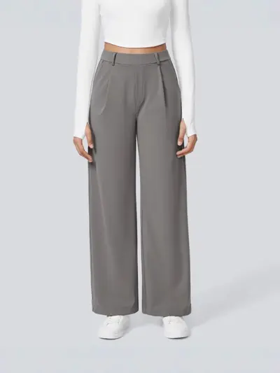 Anzughose, Alltagshose mit Taschen, weit geschnittene gerade Hose